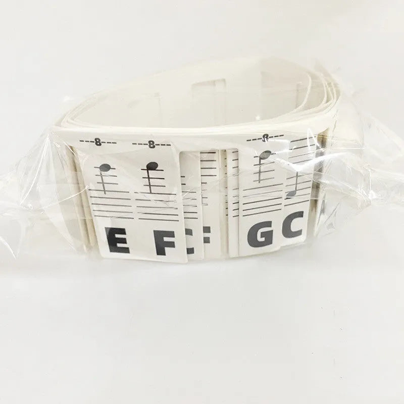 88 key piano keyboard stickers set with black notes and colour note bars on white card material