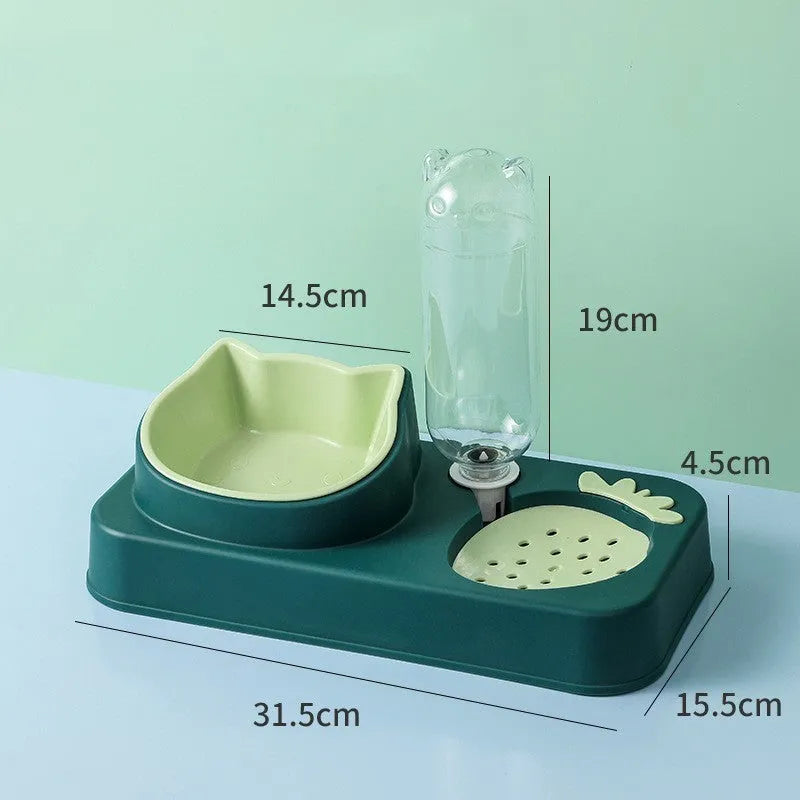 Anti-spill plastic pet bowl for dogs and cats 19x39x8cm in avocado green