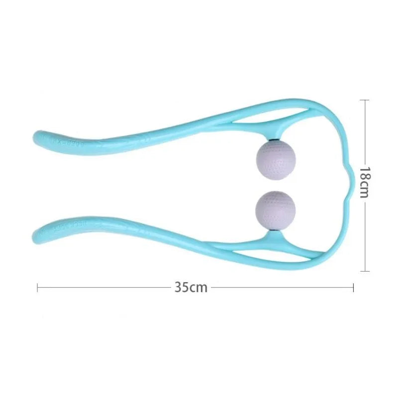 Plastic hand massage roller with adjustable width stand and 3D floating-point design for neck and shoulder pressure point therapy