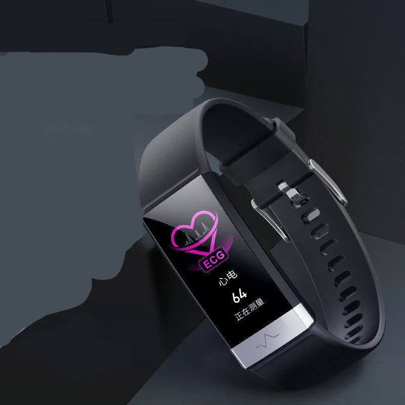 V19 smart fitness tracker bracelet in black, blue or red with health monitoring screen