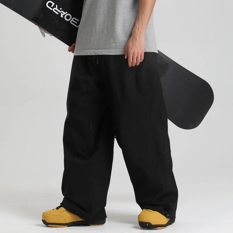 New loose single-board windproof waterproof breathable wide-leg work pants in khaki, neutral fit, polyester fabric