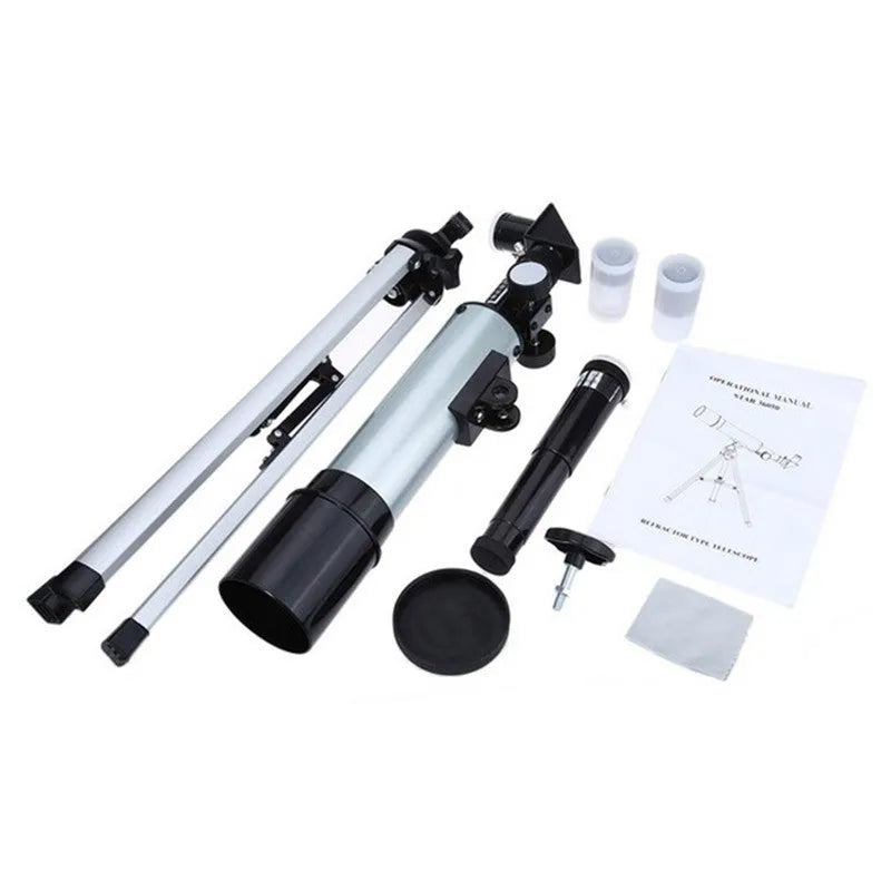 Outdoor monocular space telescope with 360mm focal length, 50mm aperture, and two eyepieces on a 34cm tripod