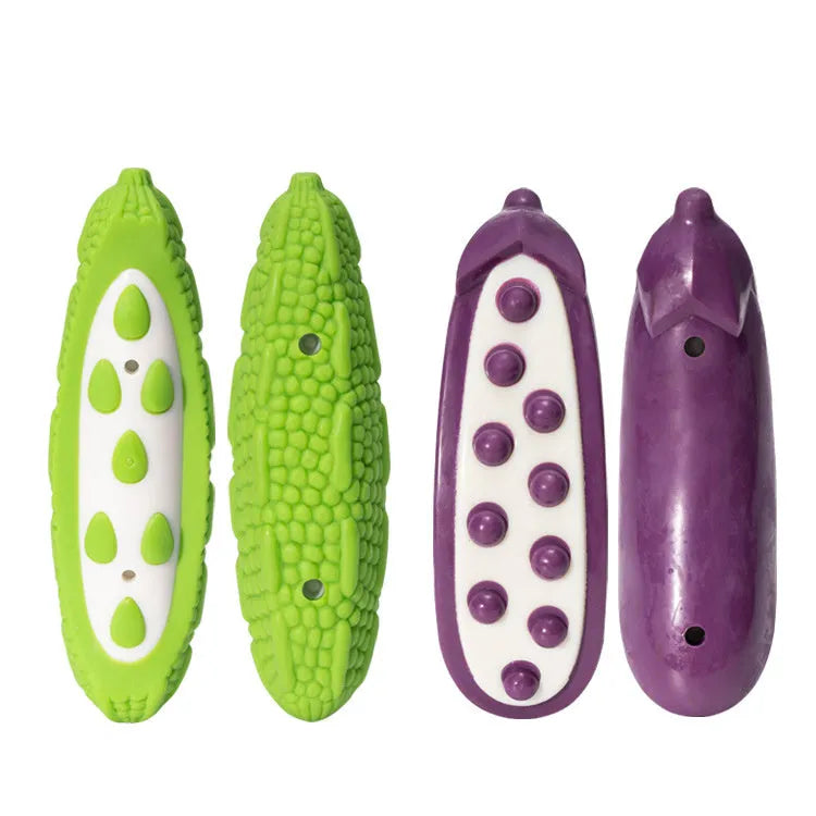 Green natural rubber dog chew toy with meat scent for large breed chewing