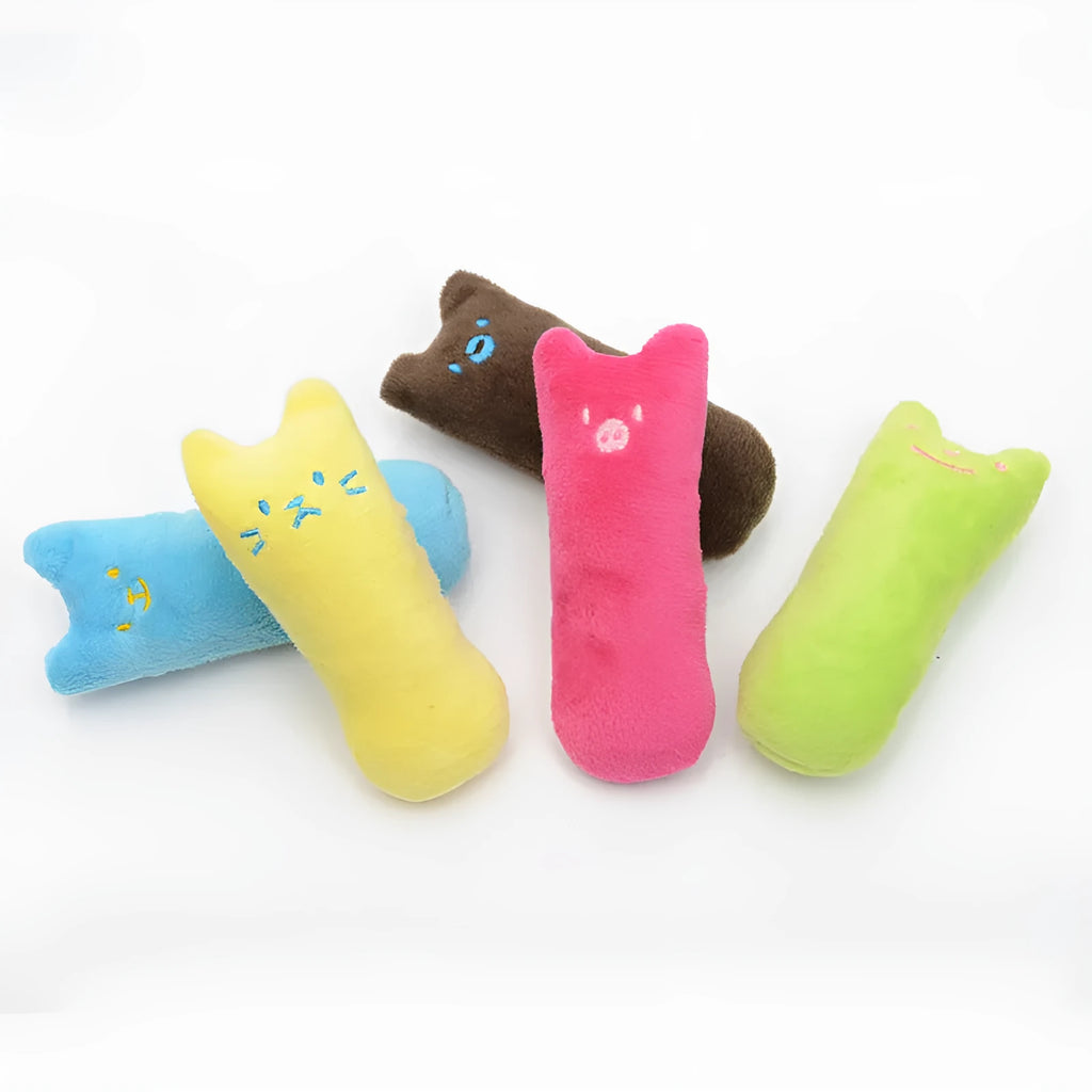 Catnip cat toy in plastic with splash shield, 10x4.5cm, multicolour, on floor