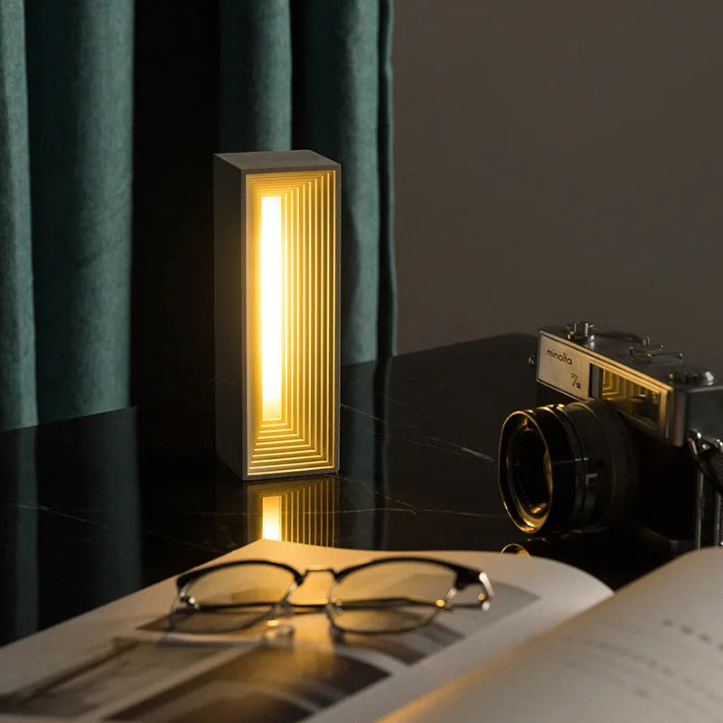 Concrete building table lamp LED night light gift in cement grey finish