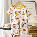 Children's cotton short-sleeved shorts suit in airplane dinosaur print, suitable heights 73-130cm