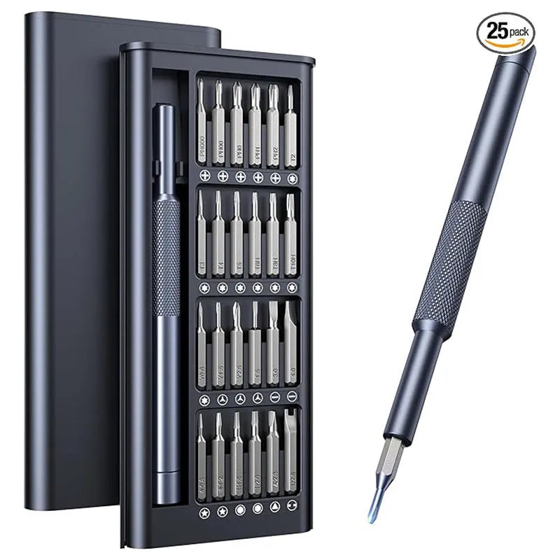 25-in-one magnetic precision screwdriver set with chrome vanadium steel bits and ABS handle