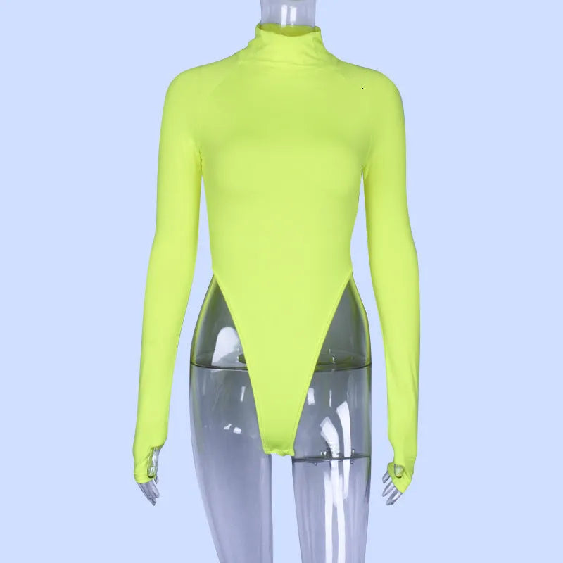 Long sleeve bodysuit in black, 83% polyester stretch fabric, size S M L, women's base layer top