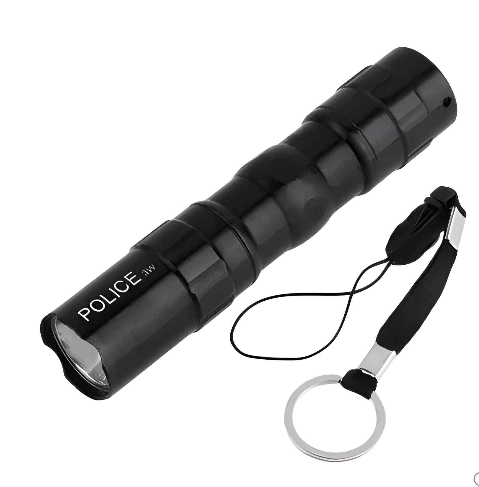 Black aluminium alloy LED mini flashlight with compact design for outdoor and household use