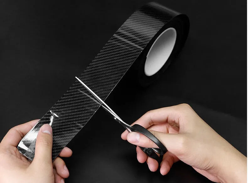 5D car door sill strip carbon fibre anti-stepping protective film in black on car door sill