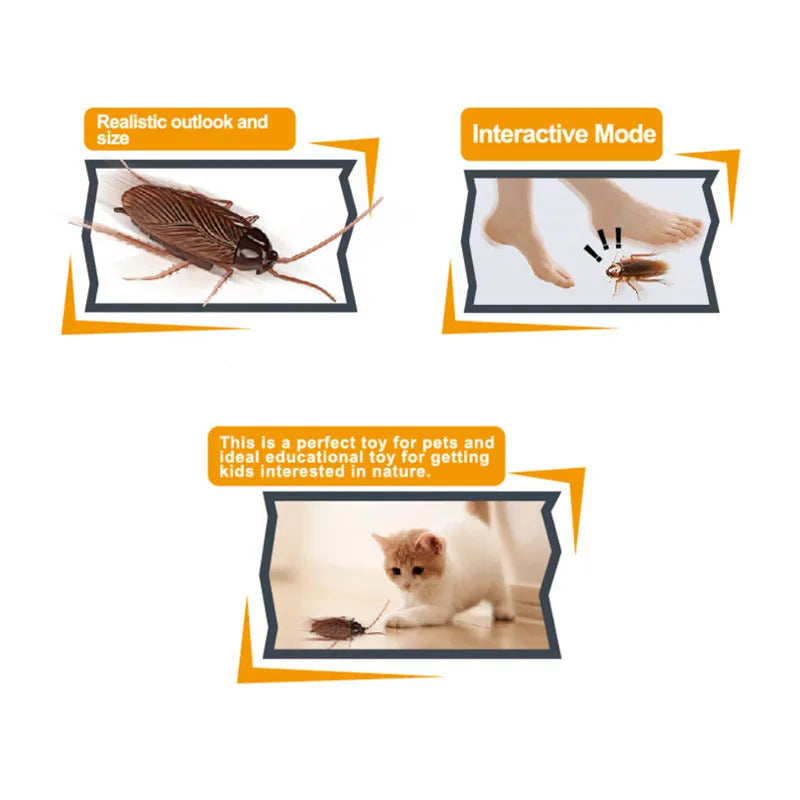 Automatic vibration pet toy in cockroach, dragonfly, tarantula or mouse design measuring 11x5 cm