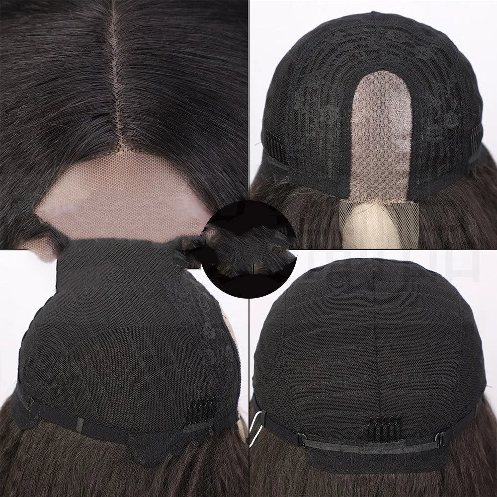 Women's little lace front straight wig 30inch long high temperature silk European American style