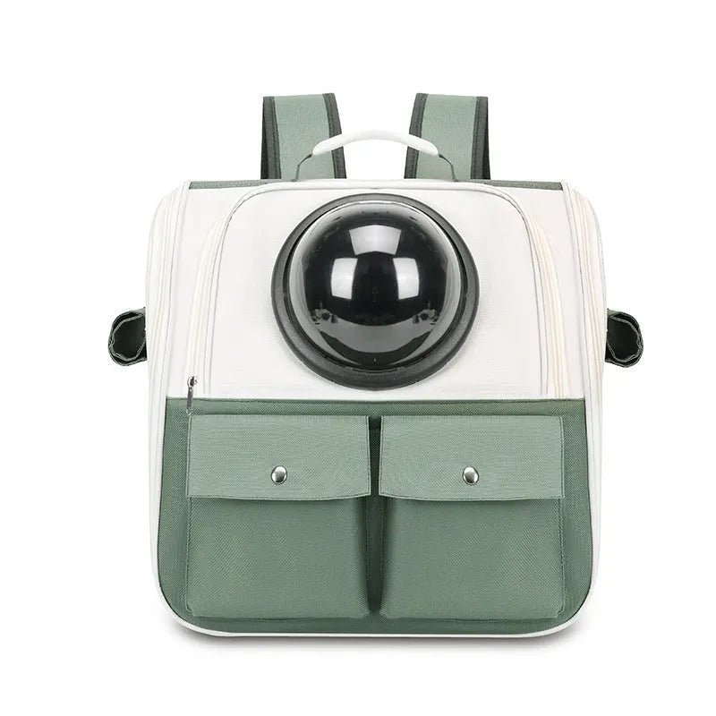 Cat space capsule backpack in solid colour, polyester, for cats up to 7kg, portable pet carrier