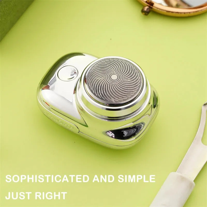 Mini portable rechargeable USB electric shaver with aluminium metal body and rotary 1-blade head
