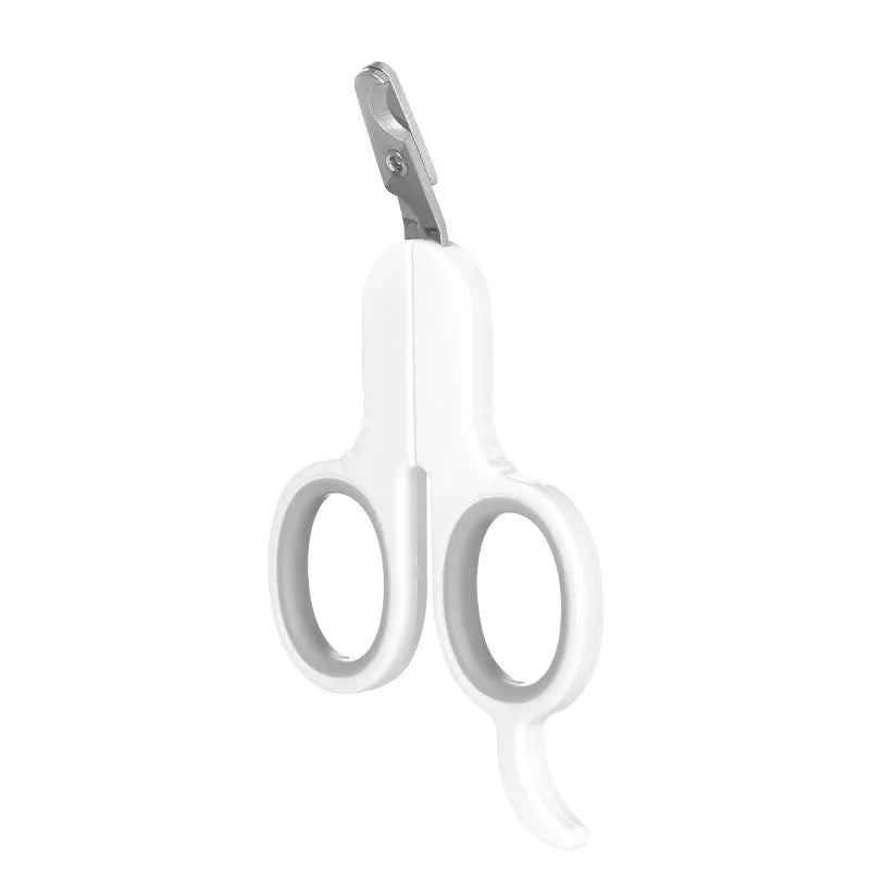 Professional pet nail clippers with curved stainless steel blades and ergonomic rubber handle for grooming cats and small dogs