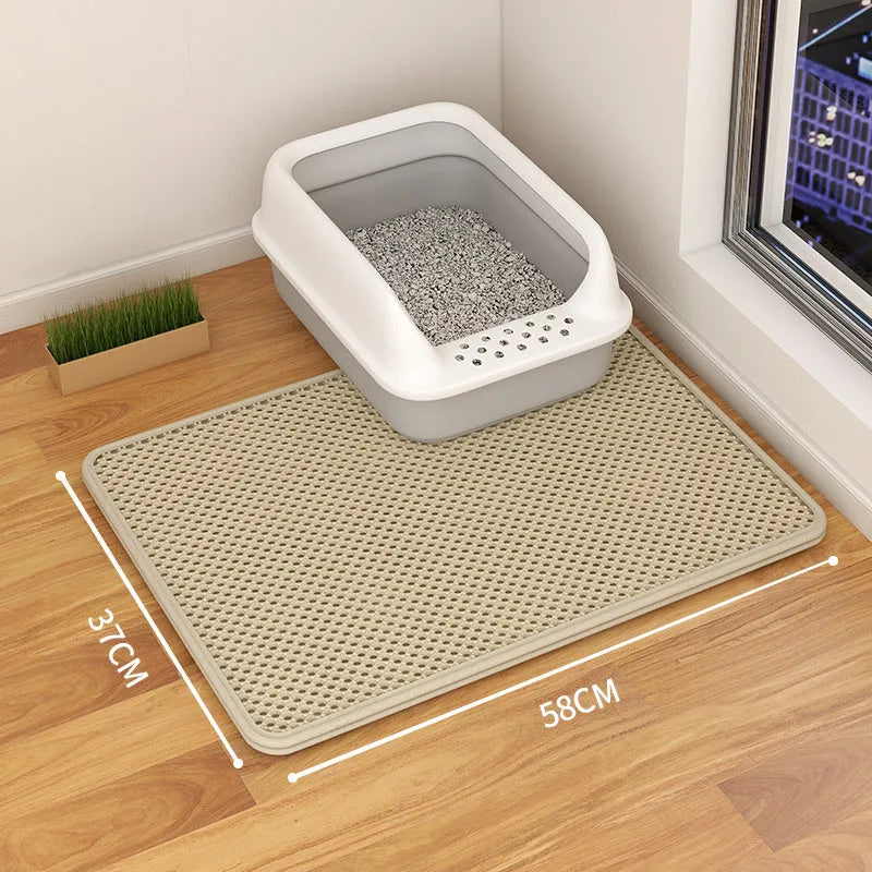 Double layer waterproof cat litter mat in beige colour with non-slip backing
