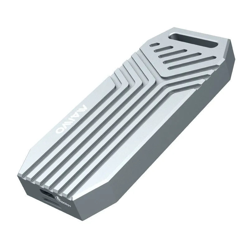 Silver Lightning 4 Thunderbolt 40Gbps aluminium M.2 SSD enclosure showing compact dimensions
