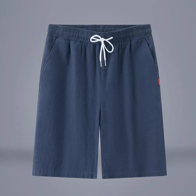 Chinese style cotton linen cropped trousers in Army Green with drawstring waist