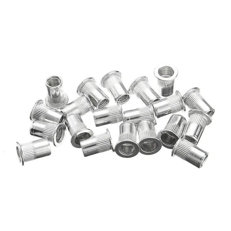 Alloy steel manual riveter tool with a case of nuts and rivets from the included gun set.
