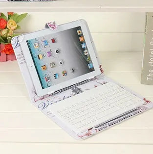 Bluetooth keyboard case protective cover for tablets and mobile phones showing wireless keyboard integrated with device case