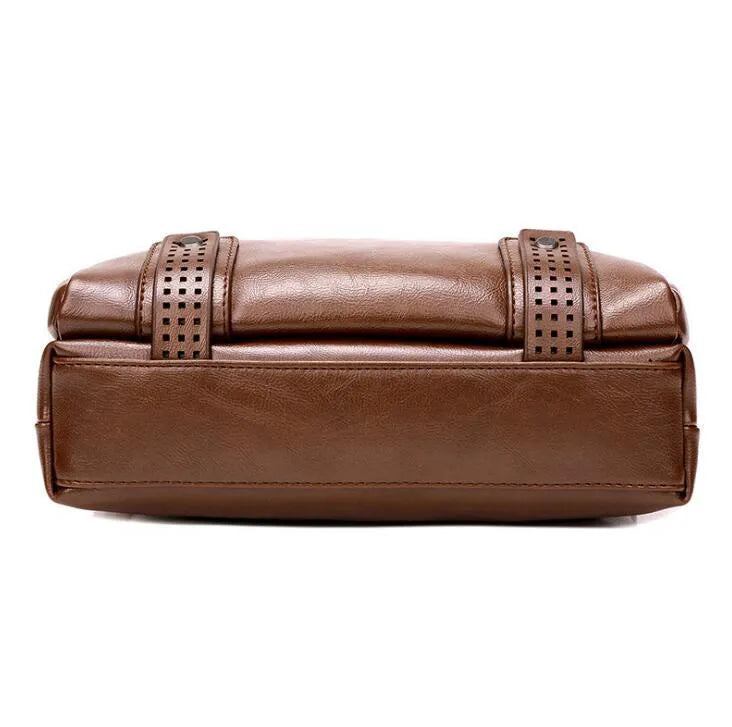 Men messenger bag soft shoulder bag with zipper closure in black colour