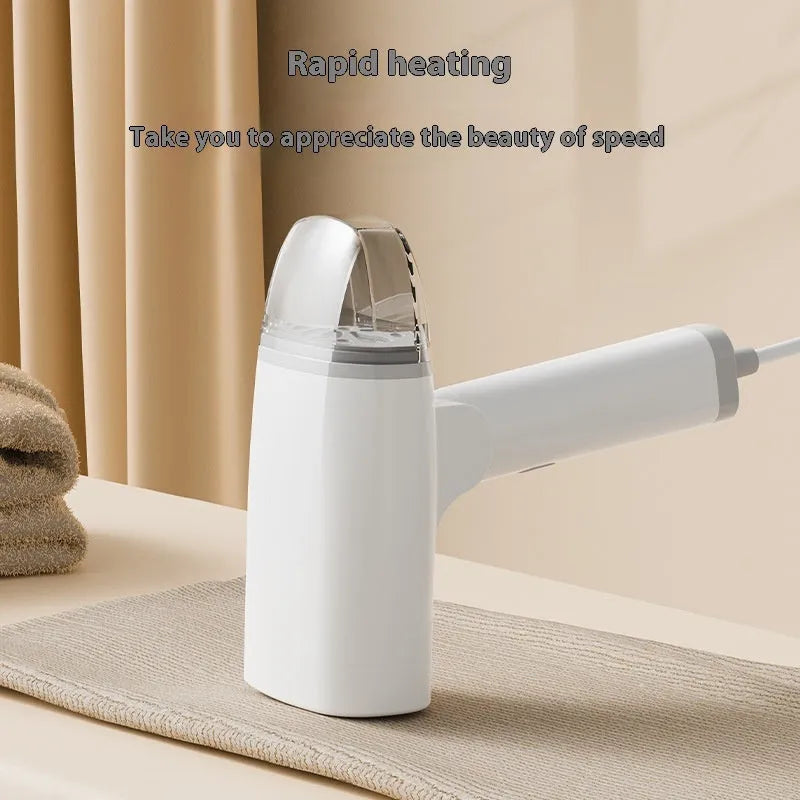 HB-668 handheld garment steamer in blue or white with mechanical controls and compact design