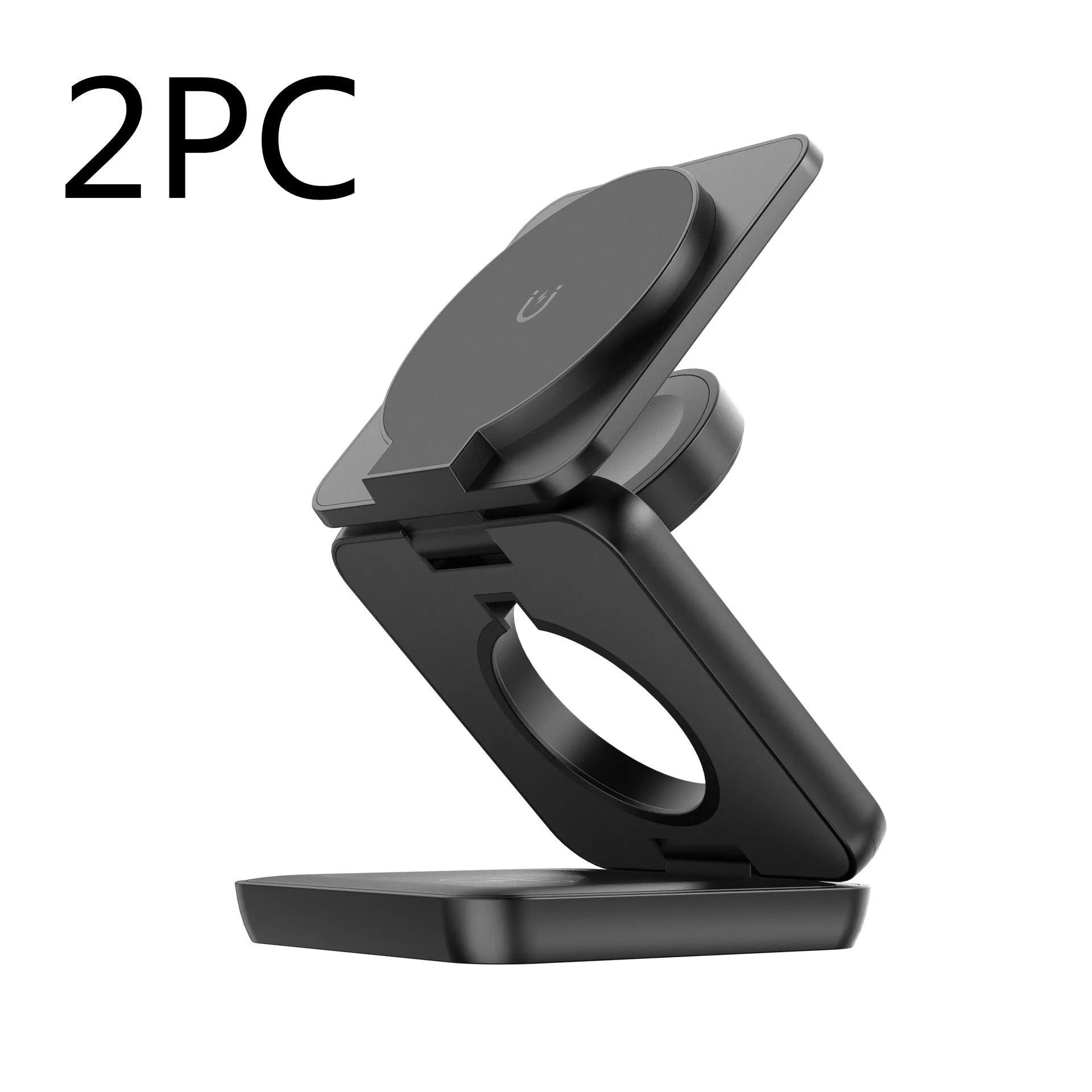 Foldable magnetic wireless charger phone holder in black or white with QC3.0 fast charging