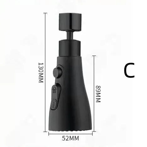 Universal pressurised kitchen faucet sprayer with 360-degree rotating nozzle in matte black finish