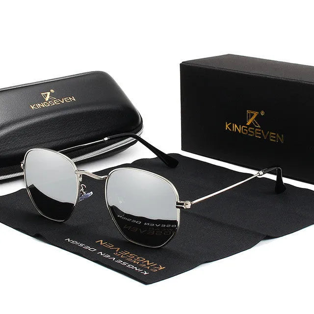 Classic round metal sunglasses for men in retro style, showing colour options.