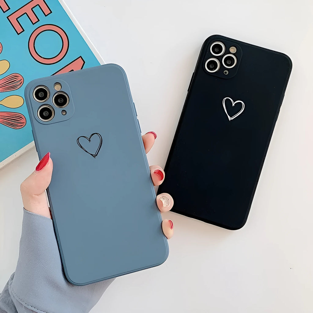 A solid-colour TPU silicone back cover case for Apple iPhone models, shown in multiple colour options.