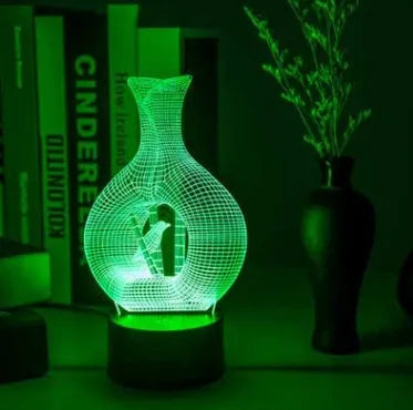 3D acrylic LED night light with touch button and ABS base on a table