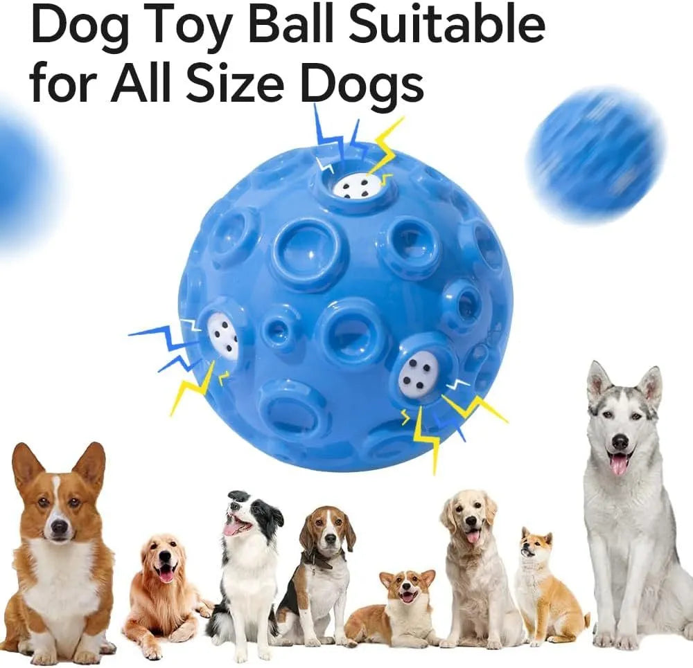 Durable dog chew ball with meteorite-shaped bumps in blue colour