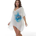 White loose fit plus size beach cover-up blouse for women