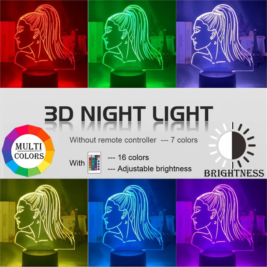 Acrylic 3D LED night light with European styling and colourful black base