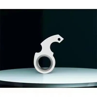 Metal texture rotating keychain in American style, 5x3.8mm, black colour with key ring