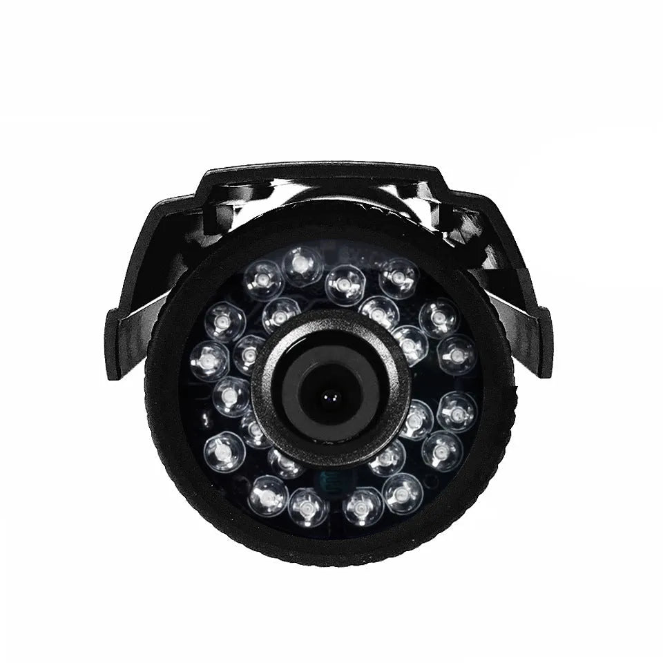 Black HD waterproof outdoor surveillance camera with infrared night vision in ABS plastic housing