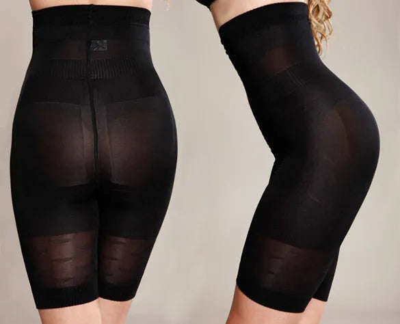 Women's black seamless high waist shapewear shorts for tummy control and body shaping