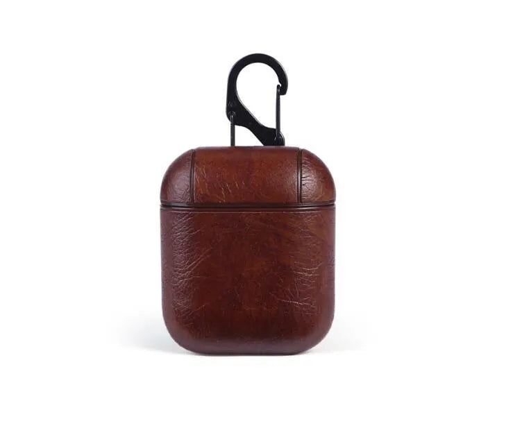 Genuine leather protective case for Apple Airpods charging case in black, brown, light brown and red colours