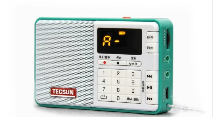 Tecsun Q3 portable digital audio player and radio in multiple colour options.