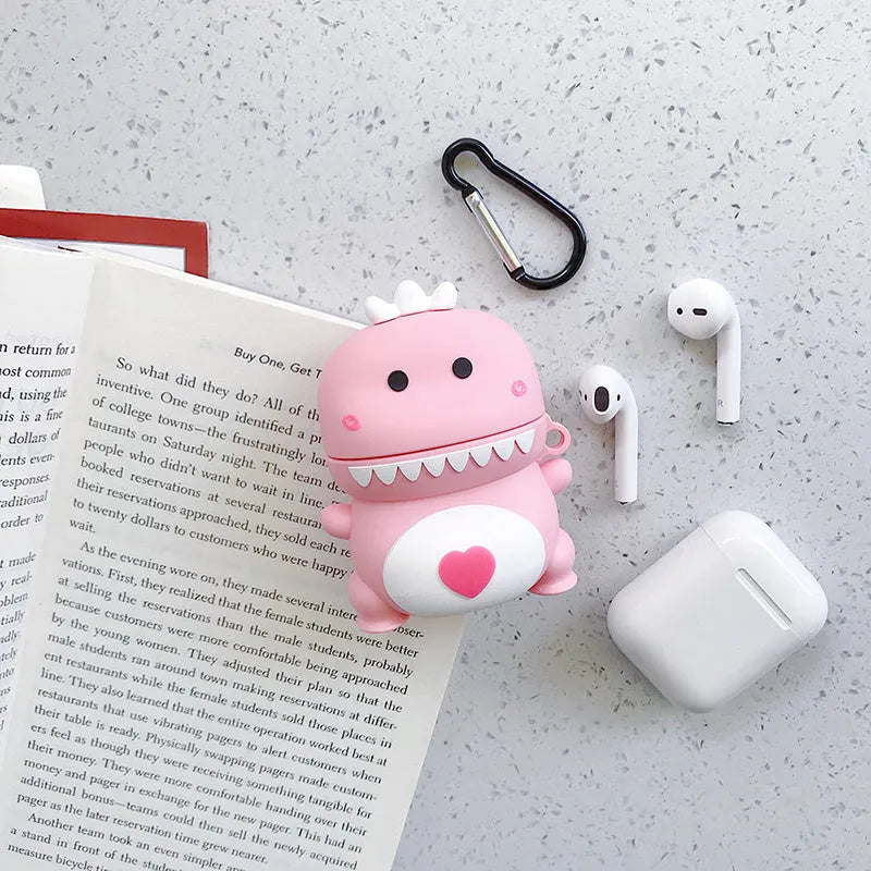 Cartoon animal design silicone case for Apple AirPods 1 and 2 in multiple colours