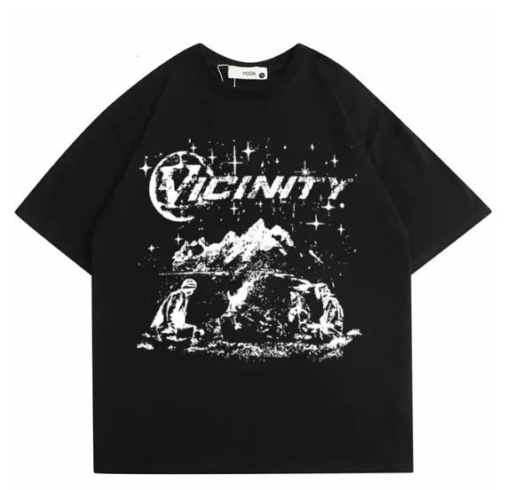 Men's hip hop print T-shirt in retro style, polyester fibre, colour option TKL472, front view