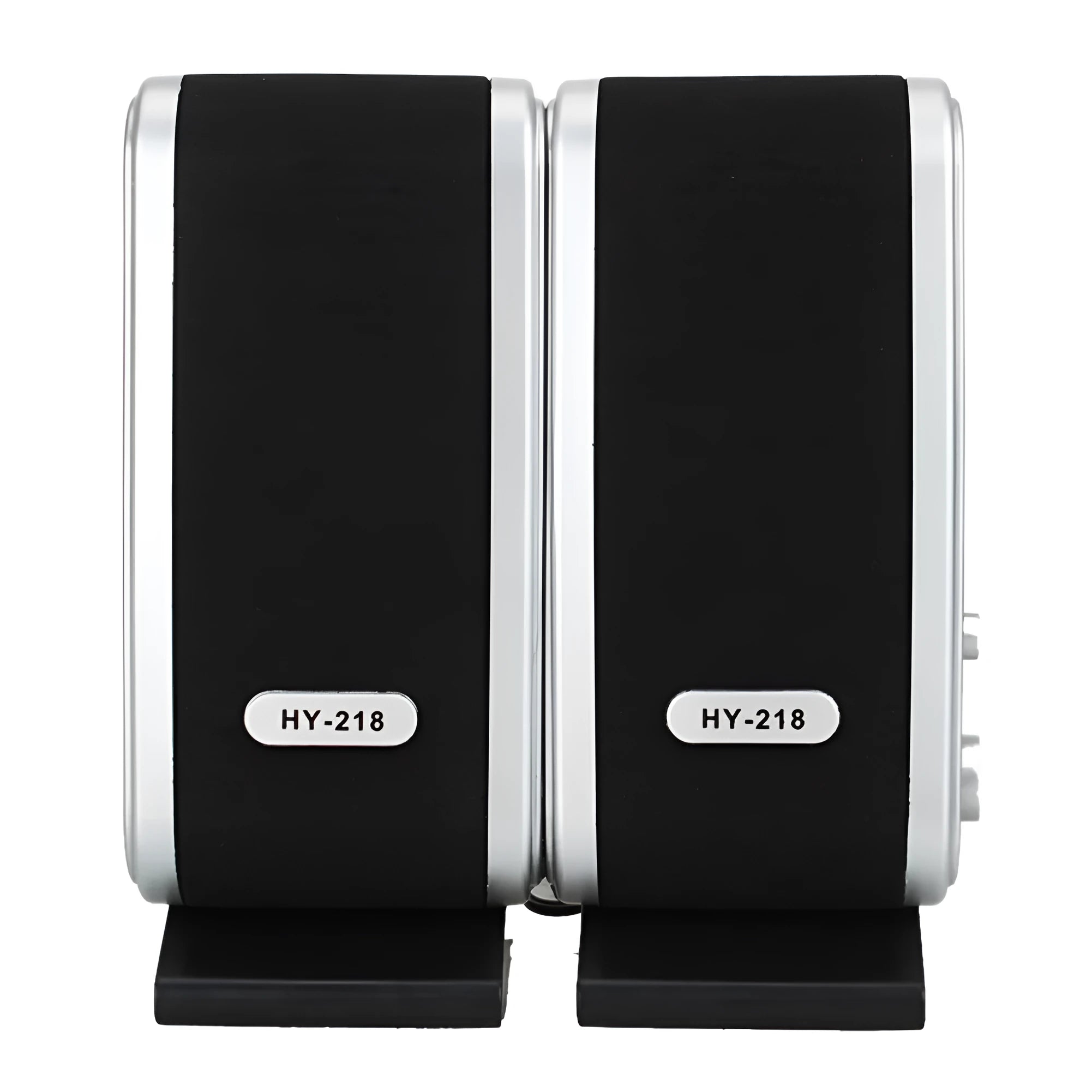 Compact black mini USB stereo speaker for notebook and desktop computers.