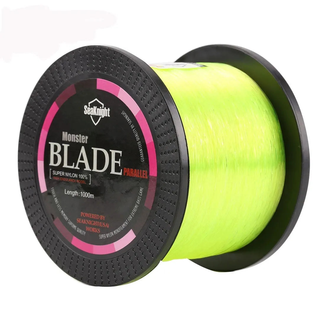 Seaknight1000 M nylon fishing line spool in five colour options on a blue background