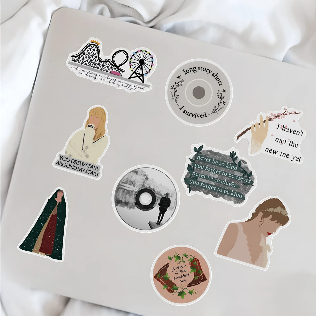 50 sheets of colourful graffiti cartoon pattern waterproof stickers, each 4-6cm long, on a white background.