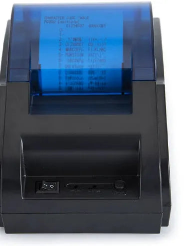 58mm black Bluetooth thermal receipt printer for desktop use in supermarket or takeout