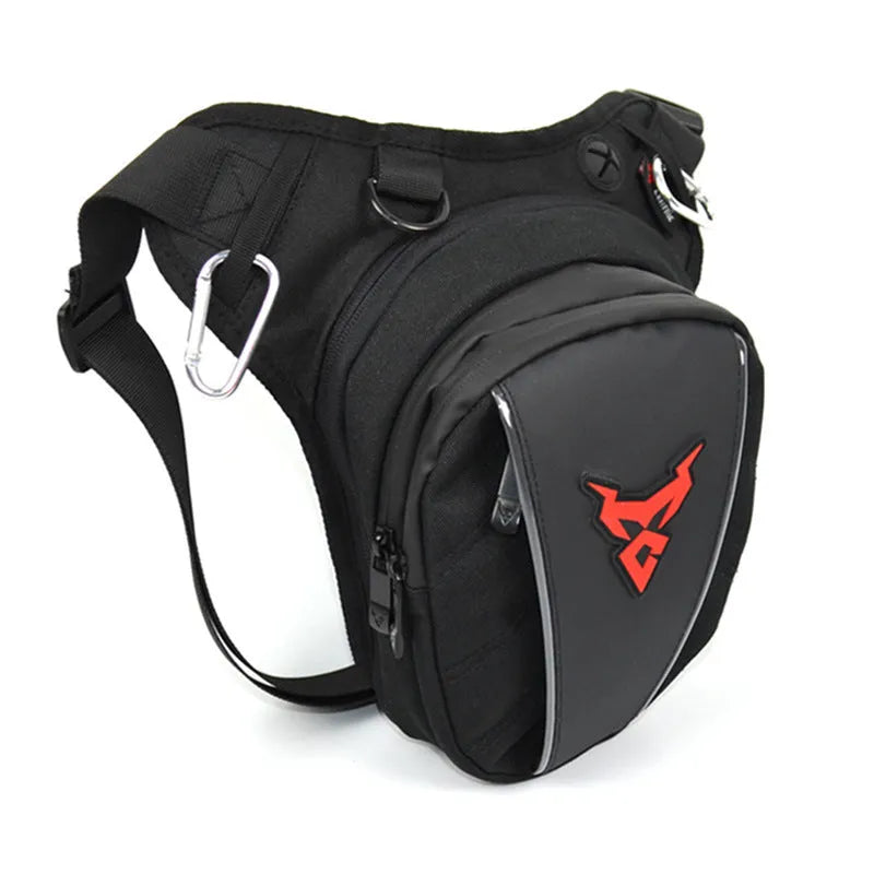 Motorcycle riding leg bag in 1200D Oxford cloth with crossbody shoulder waist attachment
