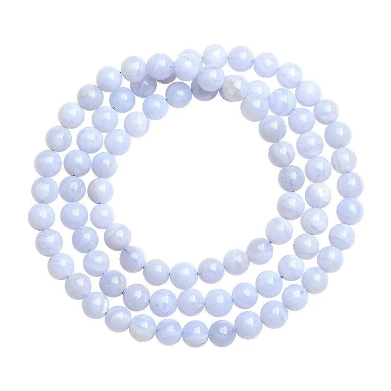 Blue agate bracelet with natural striped patterns on 6-6.8mm beads