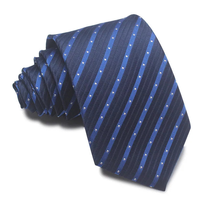 8cm wide red and black striped jacquard tie with an arrow point tip for men's formal wear