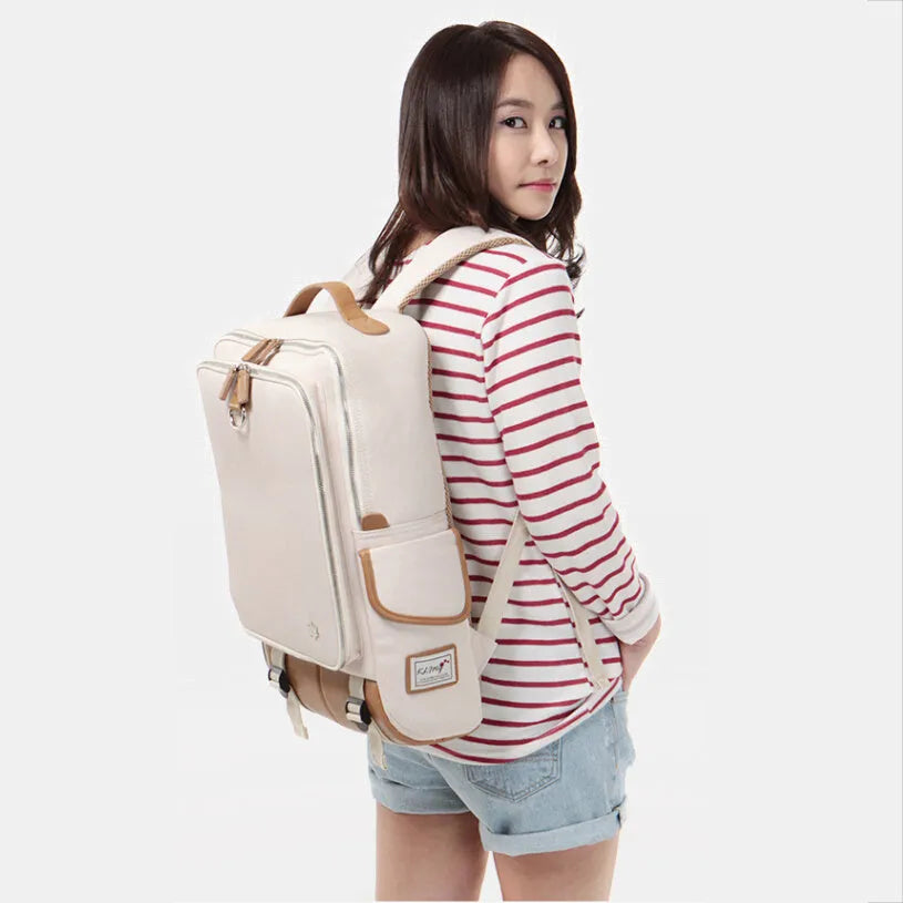 Large Oxford cloth backpack in army green with Korean design style.