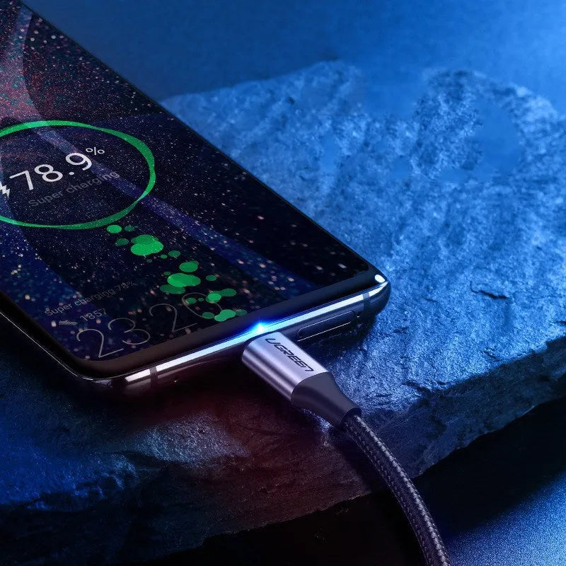 Ugreen nylon braided USB Type-C cable 3A fast charging black alloy connector
